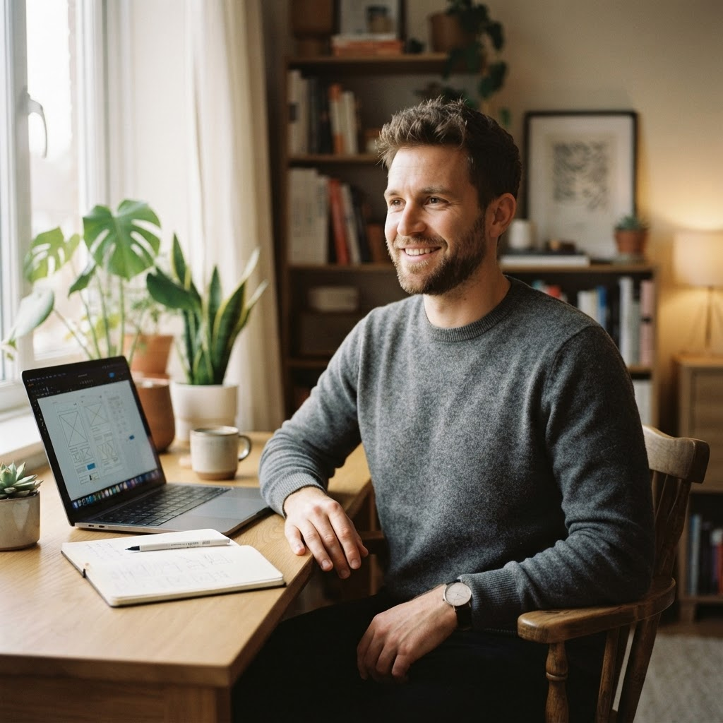 Portrait of Julian Reyes at his desk
